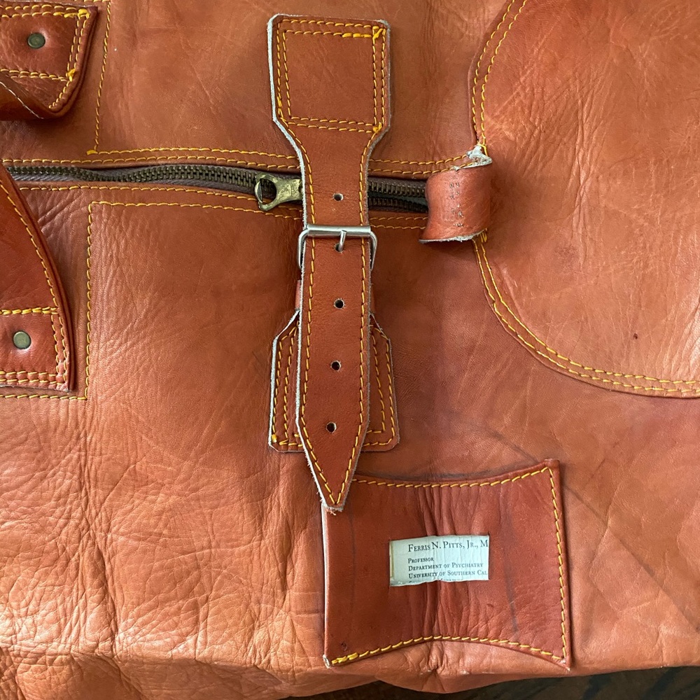 Vintage Real Buttery Leather Professors Duffel Bag - Picture 5 of 11
